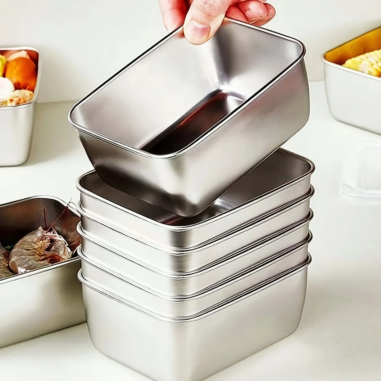 Food Storage Stackable Containers - مجموعة حاويات تخزين الطعام من الفولاذ