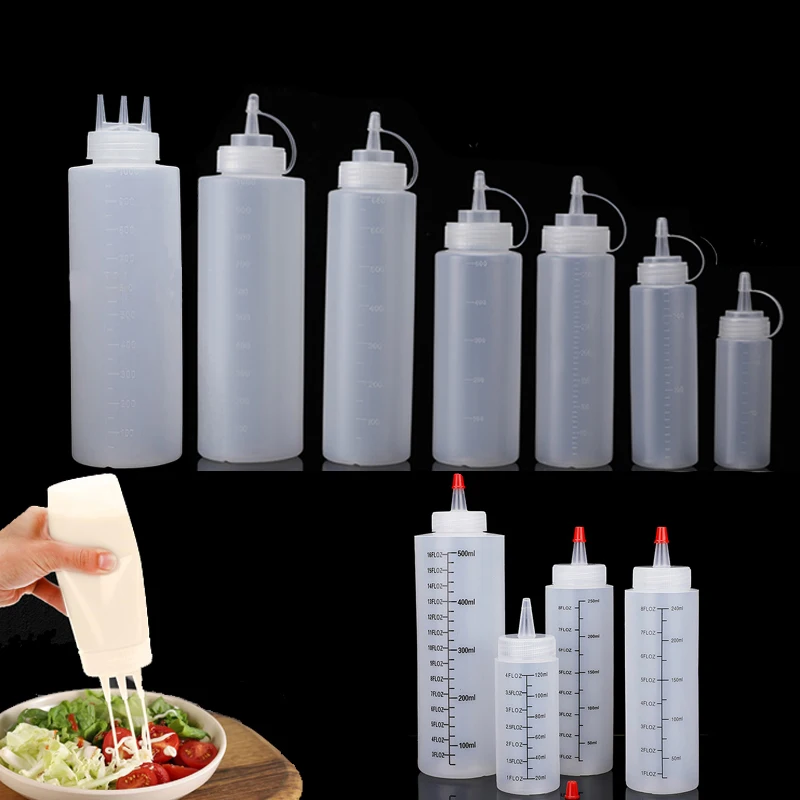 Condiment Squeeze Bottle - 1 قطعة Empty120ml-1000ml PE البلاستيك ضغط