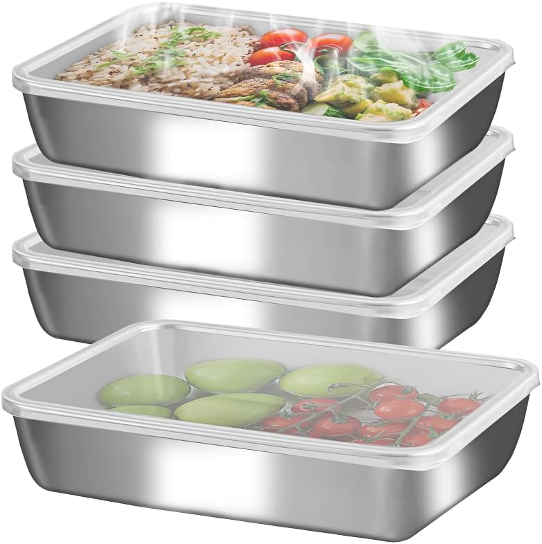 Food Storage Stackable Containers - علب غداء من الفولاذ المقاوم للصدأ