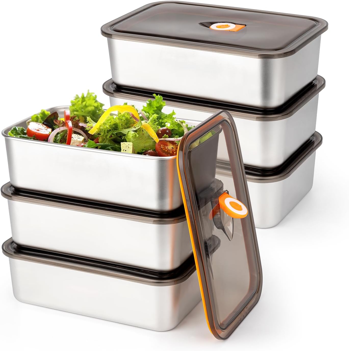 Food Storage Stackable Containers - 6 عبوات (57 أونصة) من حاويات