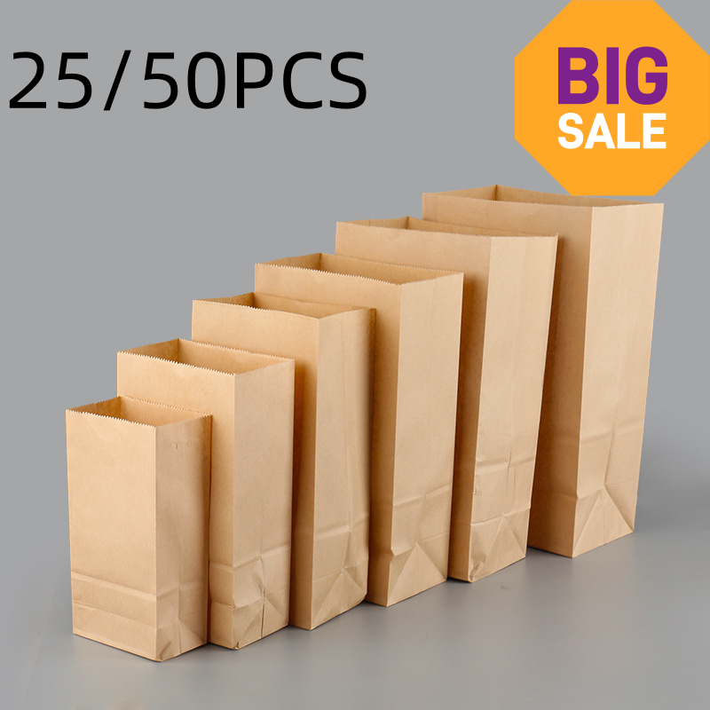 25/50 قطعة أكياس ورقية بنية ال - مراجعة Food Storage Of Plants وسعره