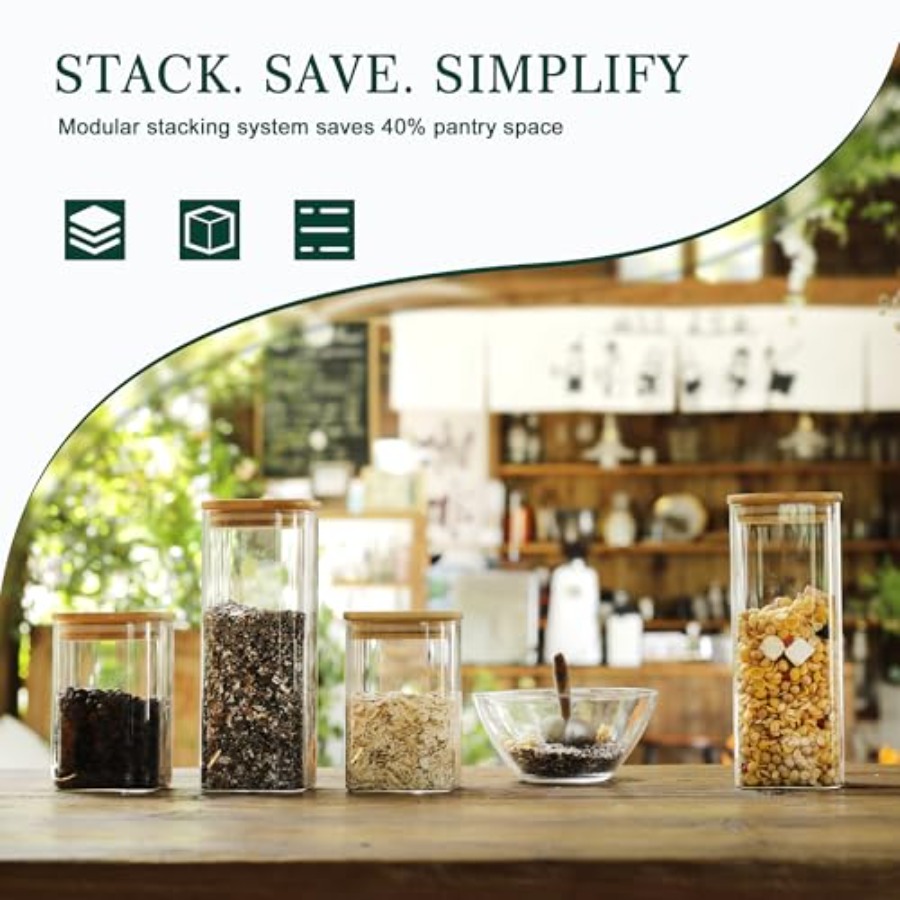 مجموعة من 12 وعاء تخزين زجاجي  - مراجعة Food Storage Stackable Containers وسعره