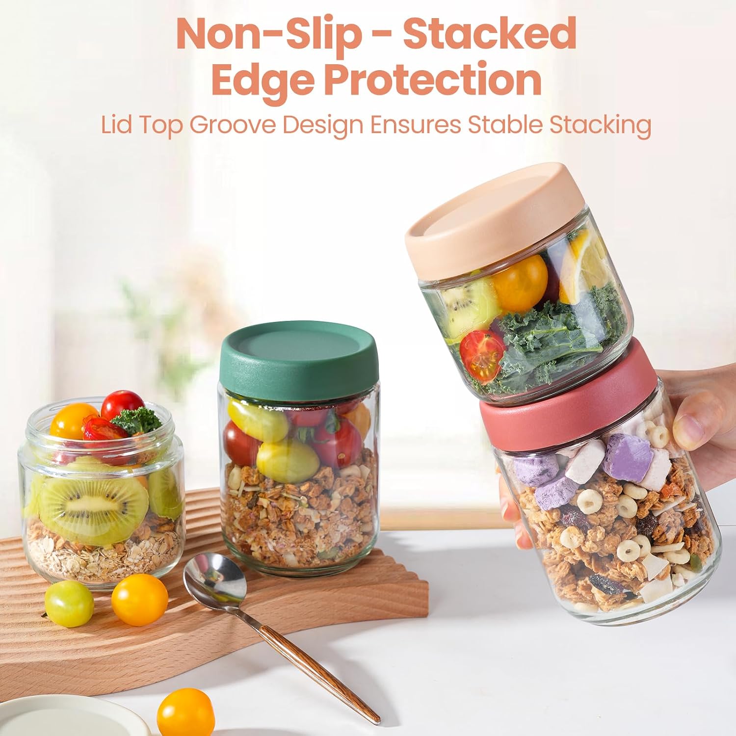 12 عبوة من أوعية الشوفان الليل - مراجعة Food Storage Jars Airtight وسعره